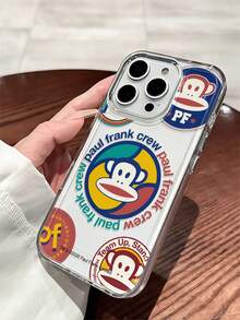 官方授权 Paul Frank 透明太空主题手机壳，全覆盖防震摄像头保护，卡通猴子字母拼接图案，全新兼容 13/14/15/16/17 Pro Max 手机保护套 - 彩色 - 查看 1