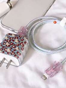 Sanrio 1 Set Cute Leopard Print Hello Kitty Charging Protection Case - Compatible With IPhone 16 Pro/17 Pro, Includes 20W Charging Adapter And Cable (Charger Not Included)