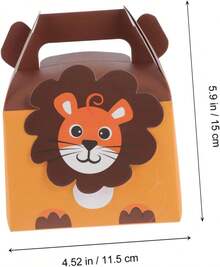 Bolsas De Regalos De Fiesta De León - Lindas Cajas De Dulces De León Para Cumpleaños Con Tema De La Jungla (MARRÓN,M) - Perro - Ver 5