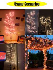 1pc Cherry Blossom Branch USB Power Supply Light,LED Dress Up String Lights, Push Button Control 8 Modes, Realistic Artificial Flowers, Suitable For Spring/Summer Indoor/Outdoor Decorations, Weddings, Valentine's Day - Warm White - View 5