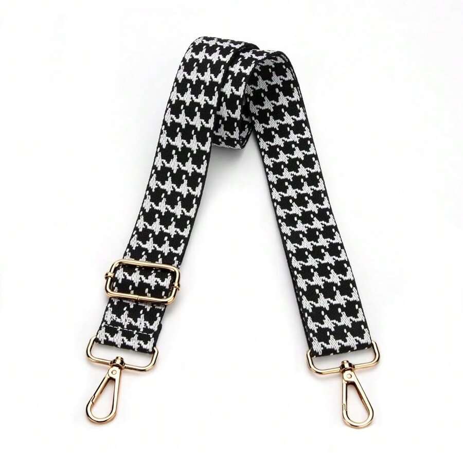 Purse Straps Replacement Crossbody Bag Strap For Purses Adjustable Wide Shoulder Straps For Women Handbags{Inchcolor_nameinch:InchBlackgoldbucklehoundstoothinch} - 黑金扣千鳥格 - 查看 1