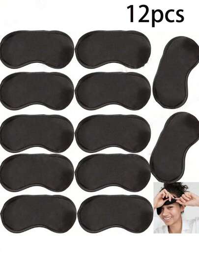 12/6/2/1 Pack Sleep Eye Mask, Suitable For Team Games, Travel, Sleep Parties, With Adjustable Strap, Unisex For Men, Women And Children, Black