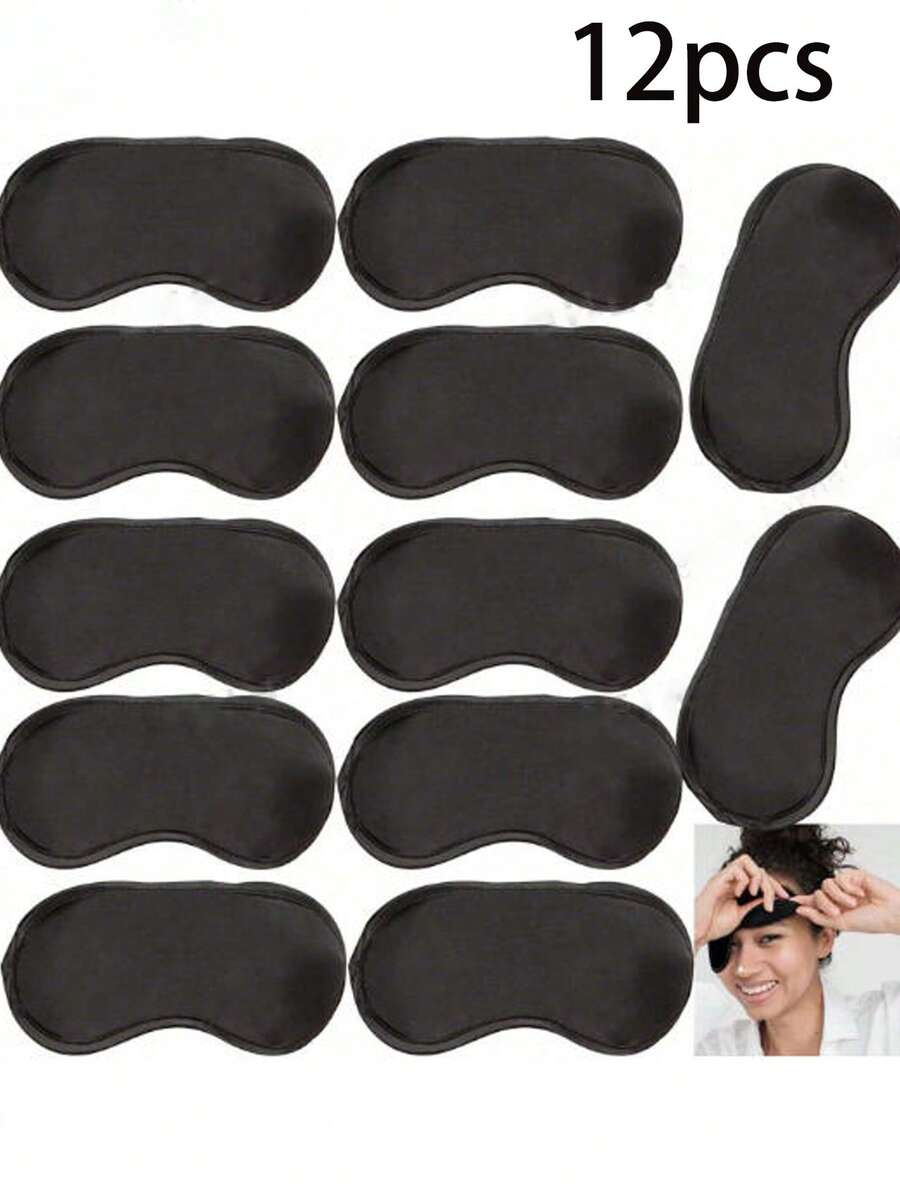 12/6/2/1 Pack Sleep Eye Mask, Suitable For Team Games, Travel, Sleep Parties, With Adjustable Strap, Unisex For Men, Women, Black