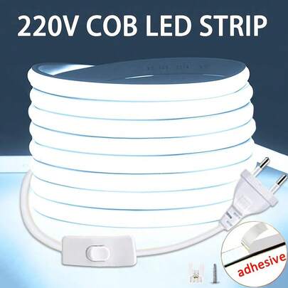 Striscia luminosa LED COB ad alta luminosità 220V, impermeabile, flessibile, adatta per illuminazione da giardino interna ed esterna