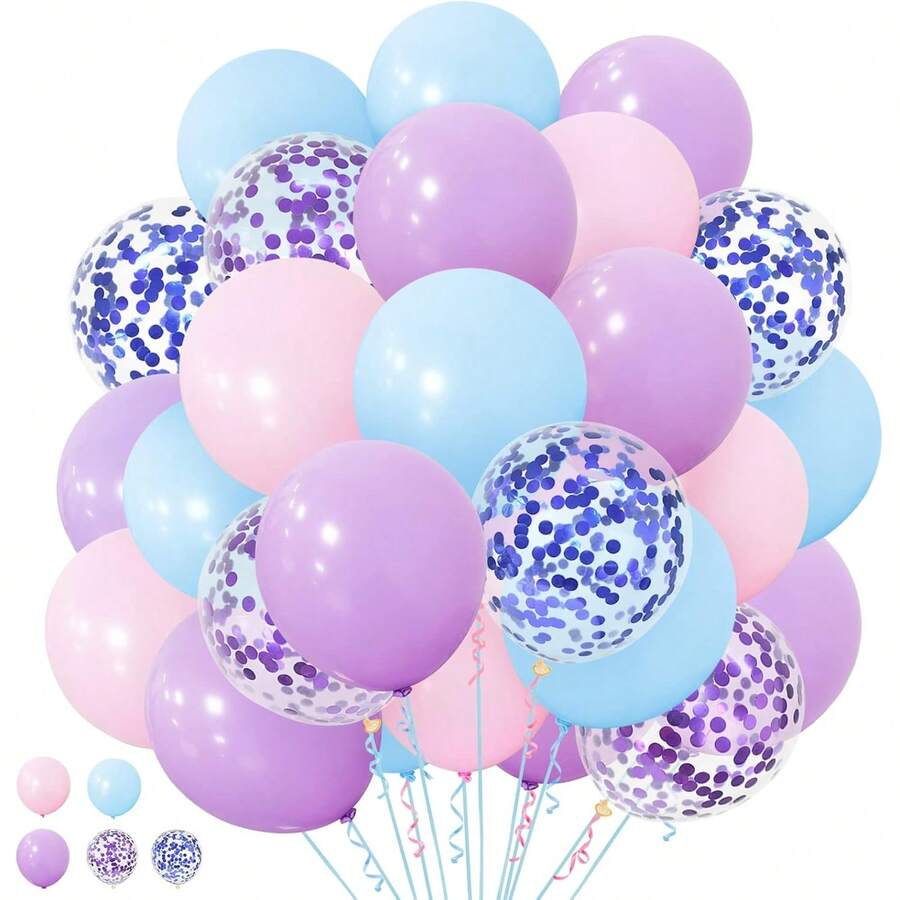 51 Bóng bay tiệc nàng tiên cá 10/12 inch Bóng bay cao su màu tím hồng xanh lam Bóng bay Heli kim tuyến cho bé gái Trẻ em theo chủ đề nàng tiên cá Tiệc sinh nhật Đám cưới Tiệc mừng em bé - Nhiều màu - Xem 1