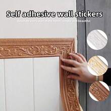 1 Roll Self-Adhesive Flexible Foam Molding, 230x8 Cm/90.55x3.15 Inch Wall Decor Border 3D Stick Decorative Wall Line Skirting Board Frame Door Frame, Hotel Home DIY Decoration Removable Adhesive Wall Base Board - Multicolor - View 2