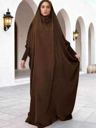 1 Peça Abaya Casual Elegante e da Moda com Lenço de Cabeça, Robe Longo Versátil Adequado para Festivais, Casa, Lazer e Férias