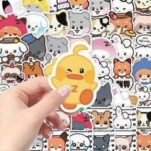 80 piezas de dibujos animados, autoadhesivos, reutilizables, de forma irregular, adecuados para álbumes de recortes, portátiles, coches, botellas de agua, teléfonos móviles - colores mixtos, compatibles con superficies de plástico, regalo perfecto - Multicolor - Ver 5