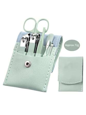 7Pcs/Set Stainless Steel Nail Clippers Set Sharp Nail Cuttter Nail File Ear Spoon Eyebrow Clip Tweezers Manicure Portable Nail Art Tool Kit