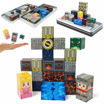 Magnetic Building Blocks, 3D Puzzle Bricks, Cool STEM Dragon & Castle Adventure Game, Suitable For Boys & Girls, Birthday Party Gift, Christmas & Halloween Gift