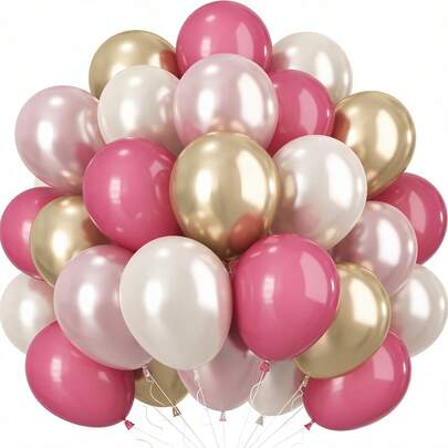 36pcs/24pcs Set Of 10-Inch Thick High-Quality Latex Balloons In Pink, Pearl White, Metallic Gold, And Red, Suitable For Valentine's Day, Birthday, Wedding, Bridal Shower, New Year, Back To School, Balloon Party, Autumn Decor, Retirement Party, Bachelor Party, Balloon Decoration, Photo Backdrop, Indoor And Outdoor Decoration