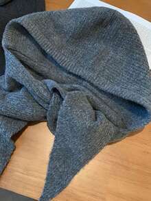 1件装针织围巾 女士羊毛冬季保暖围巾 亮色纯色设计 加厚披肩 柔软三角羊绒领 2025新款