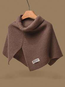 一件纯色针织女士披肩围巾，高领不规则套头毛衣斗篷披肩，冬季保暖，为肩颈提供温暖，防寒披肩，礼品之选。 - 款式1 - 查看 8