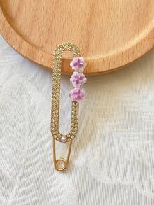 5pcs Flower Anti-Exposure Brooch Pins, Fashion Elegant Crystal Brooch Pins To Fix Clothes, Tighten Pants Waist, Skirt Waist, Stylish Accessories - Multicolor - View 7