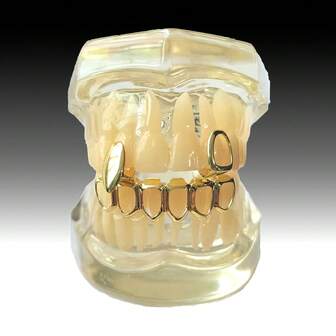 1 zestaw pustych, gładkich zębów słonecznika, pasujących do 6-zębowych, całkowicie pustych, modnych, niszowych zębów, rekwizytów na imprezę/scenę, prezentów walentynkowych, unisex