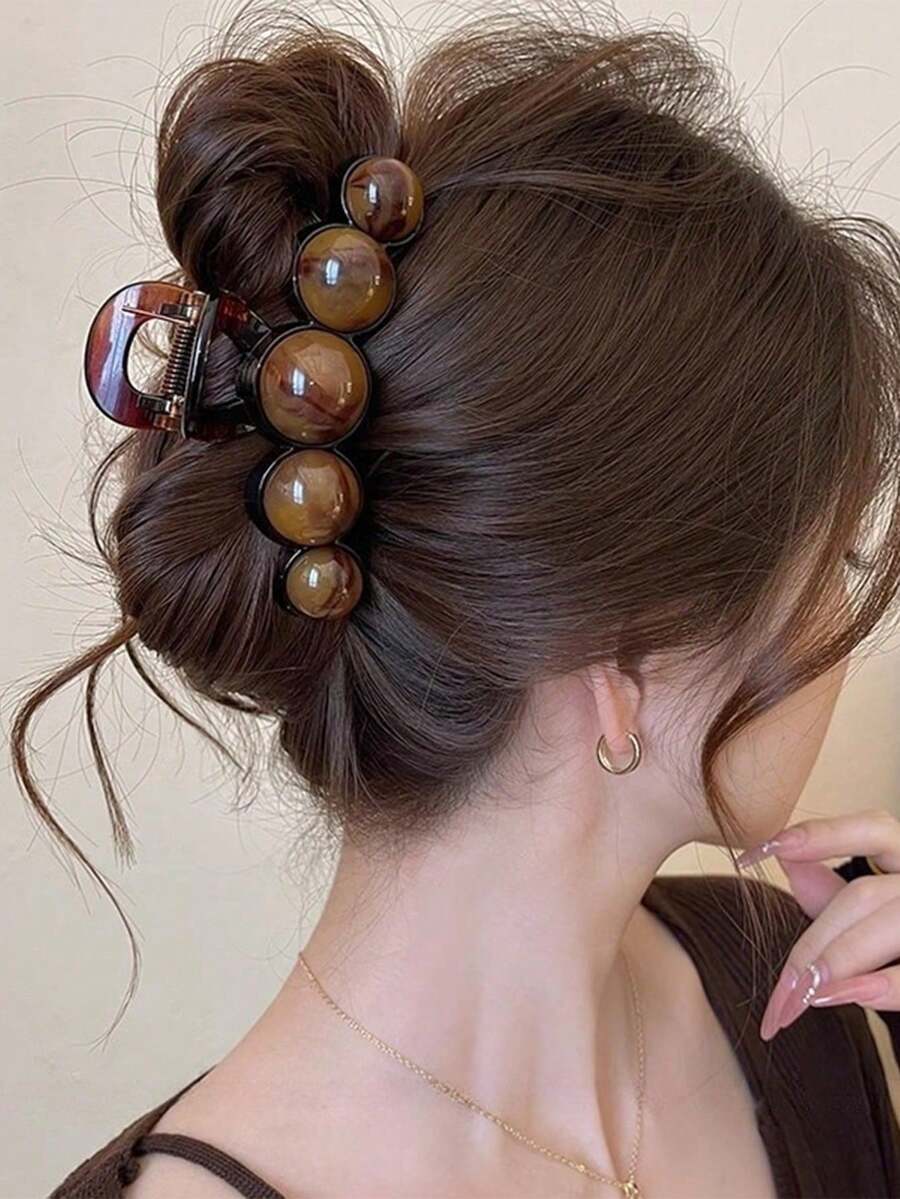 1 Stück hochwertige Perlenhaarklammer, große Größe geeignet für dickes Haar, Haarzubehör für elegante Hochsteckfrisuren, modische Haarklammern, Frauenhaaraccessoires für den Sommer Strandurlaub - Verschiedenfarbig - Übersicht 1