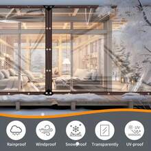【防水篷布】1片装 高强度透明防水帆布 - PE户外覆盖物，带孔眼、绳索和绑带，防紫外线、防风、防雨雪 - 适用于庭院、泳池围栏、温室、露营、建筑工地 - 高清可视性，速干设计，加固边缘，抗撕裂面料，家居装修