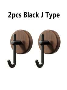 2pcs Walnut Wood Wall Mounted Hooks With Adhesive, Single-Sided Wall Hanging, No Drilling Required For Hanging Clothes, Towels, Bedroom Wall Decor, Coat Rack, Hooks, Back To School, Storage Organizer, Key Rack, Wall Mounted Key Hooks, Kitchen Accessories - Multicolor - View 8