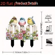 Bohemian Style, Three Little Birds Garden Decoration, Acrylic Sign, Multi-Purpose Animal Theme Garden Art, Rain And Scratch-Proof Outdoor Flower Pot And Garden Display Sign - Multicolor - View 5