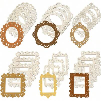 6pcs Unfinished Wooden Photo Frame Blank Decorative Crafts With Hemp Rope, Suitable For Arts And Crafts Projects