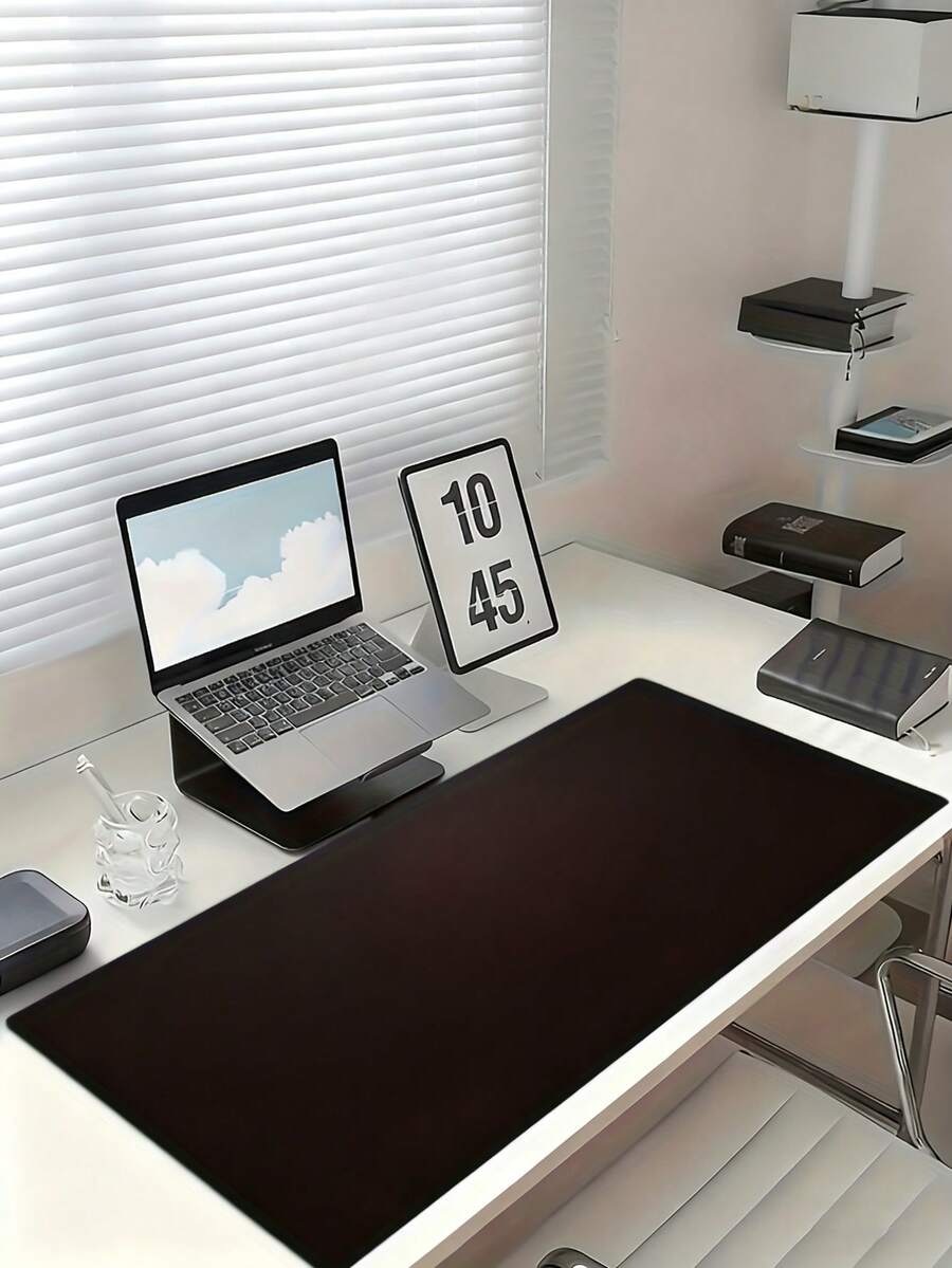 1pc Extra Large Faux Leather Desk Mat/Mouse Pad - Premium Anti-Slip Textured, Washable Rectangular Pad, Suitable For Office, Home And Gaming Computer Keyboard - Black - View 1