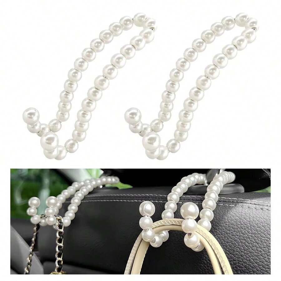 2pcs Multi-Function Creative Beaded Car Seat Hooks, Universal Car Interior Accessories, Suitable For SUV, Sedan, Truck - A - View 1
