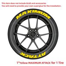 1PC "MAXIMUM ATTACK" Tire Letter Sticker For One Wheel– Single Wheel Sticker For Car & Motorcycle, White/Red/Yellow Options, Bold Racing Vinyl Lettering For 14–22 Inch Tires, Waterproof PVC Rim Graphics For Drift / JDM / Street Style Mods - one-size - View 11
