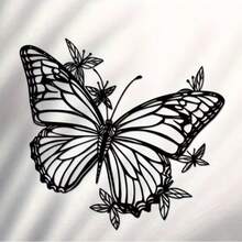 1件蝴蝶金属墙饰，波西米亚风蝴蝶装饰，铁艺挂件，墙面装饰，花卉墙饰，适用于卧室、客厅、家居、室内/室外乡村风格装饰，生日/毕业礼物