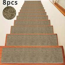 [8/15pcs] Non-Slip Warm Stair Treads - Solid Color Minimalist Wooden Steps - Non-Slip Stair Mats, Self-Adhesive Stair Treads, Non-Slip Stair Treads Suitable For Wooden Steps, 15pcs 22*70cm Indoor Stair Carpet Treads With Reusable Peelable Adhesive, Suitable For Elderly And Pets - Multicolor - View 23