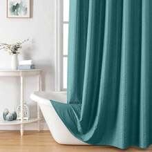 Aiyufeng Moga Navy Blue Fabric Shower Curtains For Bathroom - Blue Hotel Spa Polyester Cloth Bath Curtain With 12 Holes, 72x72, Machine Washable, Navy Blue - ColorL - 查看 1