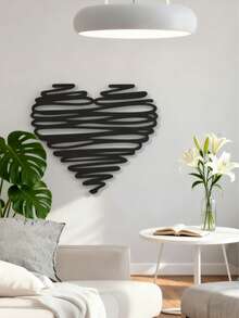 1pc Modern Minimalist Abstract Swirl Heart-Shaped Metal Wall Decor - 30cm/11.8" Iron Hanging Sculpture, Elegant Home Office Cafe Decoration, No Electricity Needed, Ideal Romantic Valentine's Day Gift - Multicolor - View 5