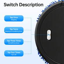 Rainaut Set Of Freestanding ABS Black Round Robot Mopping Cleaner, Intelligent Sweeping Robot Mopping Cleaner USB Rechargeable Dry And Wet Fully Automatic Mopping Machine For For Bedrooms, Living Rooms, Parlors, Studies, Balconies, Kitchens, Etc. It Can Clean Dust, Stains, Pet Hair, Etc. From Wood Floors, Marble Floors, Tile Floors, And Other Various Floors,Black - 黑色 - 查看 6