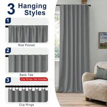 Hiasan Grey Blackout Curtains 54 Inch Long, Light BlocFKing Thermal Insulated Rod Pocket & Back Tab Gray Drapes Sewn With Tiebacks For Nursery Bedroom Dining Living Room, 52-Inch Wide, 2 Pieces,52inchWx54inchL(Packof2),Grey - 灰色 - 查看 5