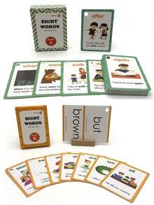 1套蒙特梭利自然拼读学习闪卡，英语词汇卡，儿童益智认知游戏玩具（部分随机发货），儿童，卡片，字母卡 - 多色 - 查看 10