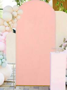 Arch Background Holder And Cover Set, Pink Spandex Fitted Background Cover And Gold Wedding Arch Frame Suitable For Birthday Party Wedding Ceremony Bridalbabyshower, Party Decoration - Dusty Pink - View 2