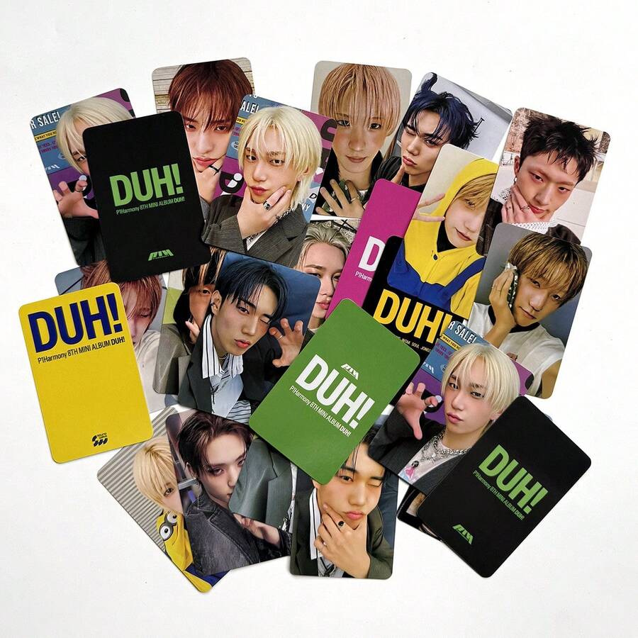 6pcs P1Harmony DUH Photo Cards - Double-Sided Printed K4 LOMO Cards, Glossy Coating, Official Member Album - P1 Harmony Fan Essential, KEEHO, THEO, JIUNG Collectibles - (DUH! Photo Cards), Vibrant Design, High-Quality Printing, Glossy Surface, Kpop Merchandise Gift - Multicolor - View 1