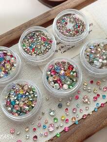 1 Box Colorful Pointed Bottom Rhinestones, Sparkling Multi-Faceted Round Rhinestones For DIY Nail Art Decoration, Nail Jewelry And Accessories Nails Nail Supplies Nail Gems - Multicolor - View 2