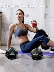 12面励志健身骰子，运动滚轮 - 有趣的健身配件，适用于家庭健身、有氧运动、瑜伽 - 也适用于健身房、健身课程 - 彩色 - 查看 6