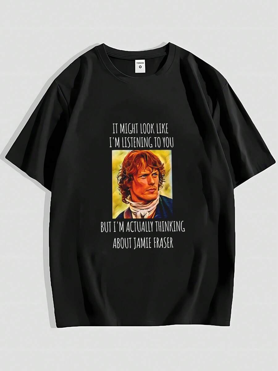 Jamie Fraser T-Shirt, Outlander Gifts, Sassenach Fan Gift, Outlander Merch_2026_t1 - Black - View 1