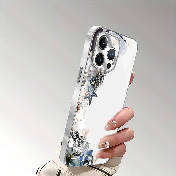 Funda para teléfono con estampado de flores y discoteca, compatible con fundas ,  17,  16 Pro Max,  15 Pro Max,  13 y  12. Fabricada en TPU, ofrece protección contra golpes y caídas. Un regalo ideal para familiares, amigos, seres queridos, novios/novias y para Navidad. - Plateado - Añade 4