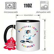 Takarugi Yaji Brazilian Sky Ceramic Mug - 11 Oz/350 Ml Reusable Coffee Mug With Brazilian Sky And Takarugi Yaji Character Design, Hand-Painted Appearance, Non-Slip Round Beverage Cup, Suitable For Tea/Cocoa, Perfect Birthday/Christmas/Holiday Gift - 粉色 - 查看 4