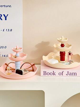 1pc Dual-Layer Decorative Entryway Fountain, Multifunctional Jewelry & Perfume Display Organizer