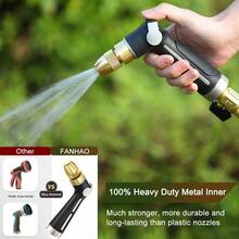 Boquilla de manguera de jardn con chorro de alta presin, pulverizador de manguera de agua de metal resistente, control de flujo de pulgar, vlvula de encendido, patrones de pulverizacin - inicial - Ver 6