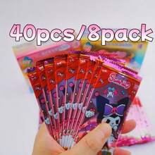 40pcs/8packs Sanrio Cartoon Character Collection Cards Set, Including Hello Kitty/Melody/Kuromi And Other Cute Anime Characters, With Collection Guide And Trading Card Game - Multicolor - View 1