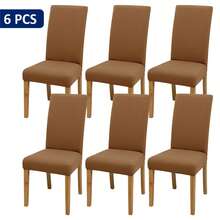 4pcs/6pcs/8pcs/10pcs Solid Color Chair Covers, Modern Removable Elastic Polyester Fiber Chair Slipcovers For Living Room, Dining Room, Bedroom, Suitable For All Seasons - Camel - View 8