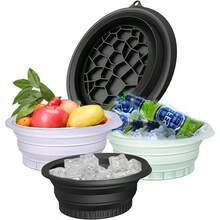 Face Bath Bowl, Foldable Silicone WashBasin, Quick Cooling Wash Basin, Portable Washing Basin, Built In Tray Feature, para aliviar la hinchazn, aliviar la piel negro - Negro - Ver 7