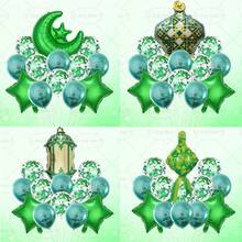 13pcs Eid Mubarak Ramadan Decorations, Including Stars, Moons, Sequins, Lanterns, Suitable For Ramadan Kareem, Eid Al-Fitr, Blessing Ramadan Decorations, Green Ramadan Decor, Surprise Gift For Family - Green - View 1