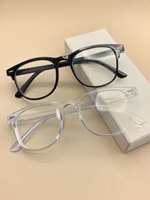 1 Pair Men's Classic Square Back To School Black Eyeglasses, Fashion Clear Lens Glasses For Computer, TV, Gaming, Smartphone Use, Eye Protection Against Visual Fatigue - Black - View 4