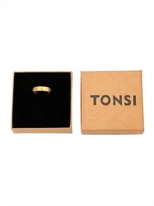 TONSI 1pc Fashionable Luxury Minimalist Niche High-End 18K Gold Plated Stainless Steel Cubic Zirconia, Clover, Geometric Pattern Ring, Couples Ring, Jewelry Gift Box, Unisex, Suitable For Daily Wear, Commute, Festivals, Parties, Wedding Rings, Wedding Gifts, Christmas Gifts