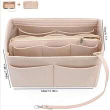 1pc Extra Large/Large/Medium/Small Multi-Functional High Capacity Felt Cloth Inner Lining Makeup Bag Felt Bag Removable Organizer Pouch Travel Accessories - Beige - View 13